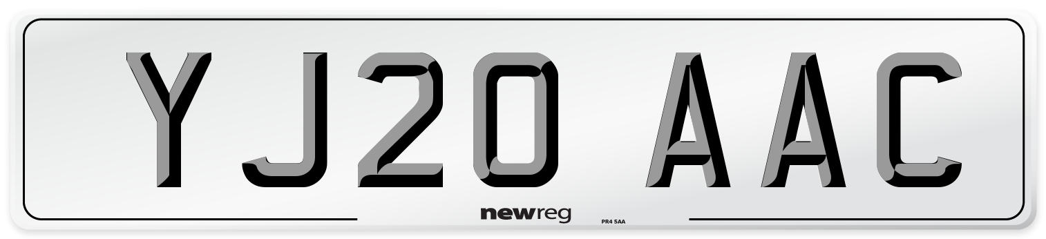 YJ20 AAC Number Plate from New Reg